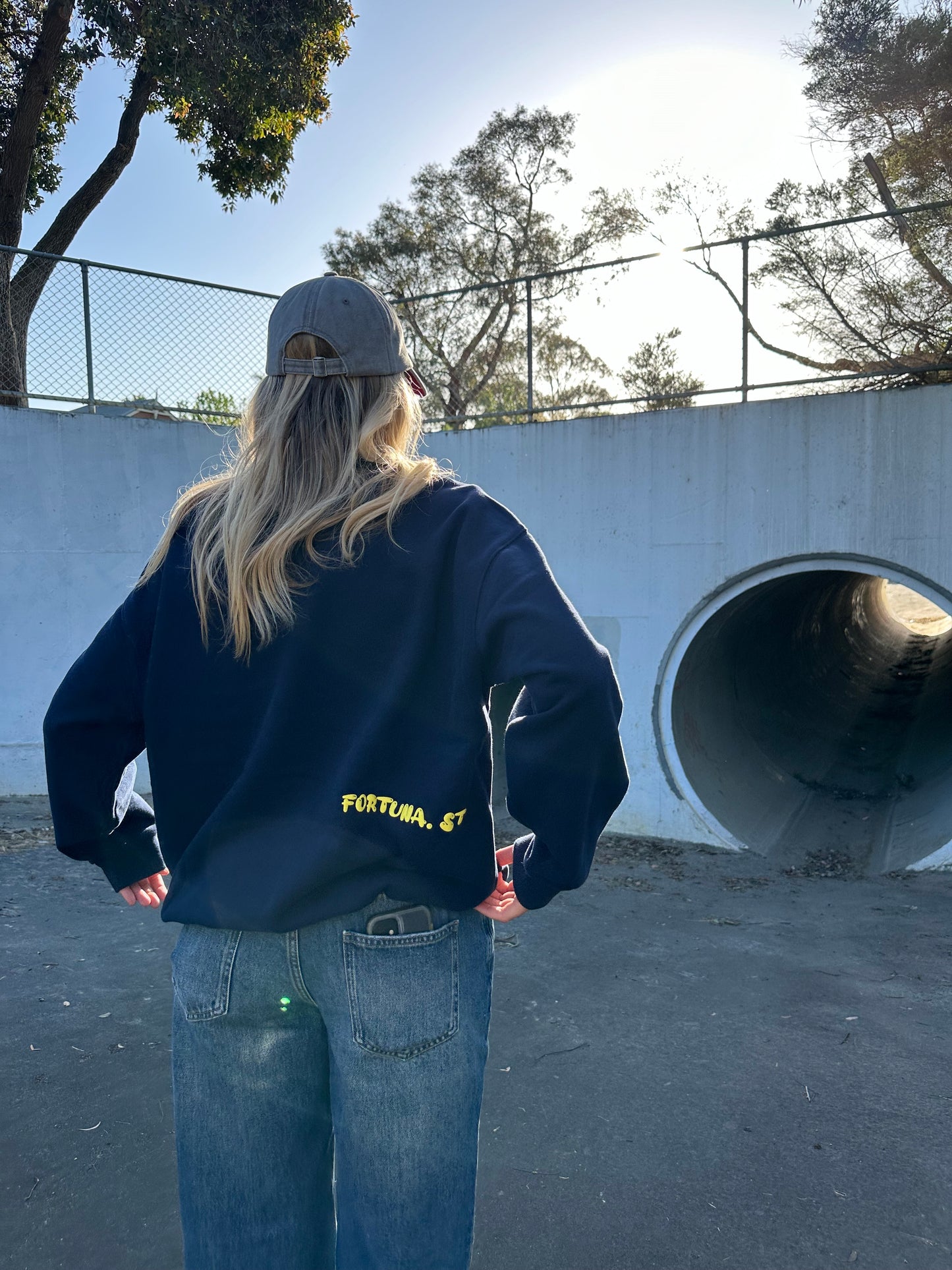 F.ST HEAVYWEIGHT SWEATSHIRT NAVY/YELLOW